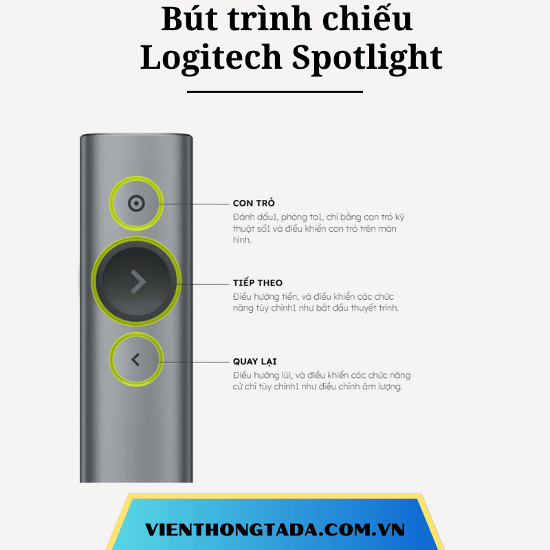 Bút trình chiếu Logitech Spotlight Vàng/ Xám đen