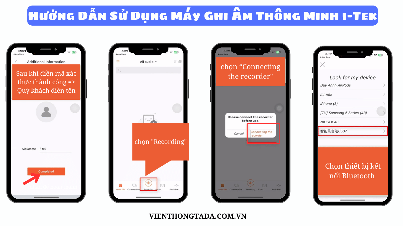 HƯỚNG DẪN SỬ DỤNG MÁY GHI ÂM THÔNG MINH ITEK - TADA VIỆT NAM