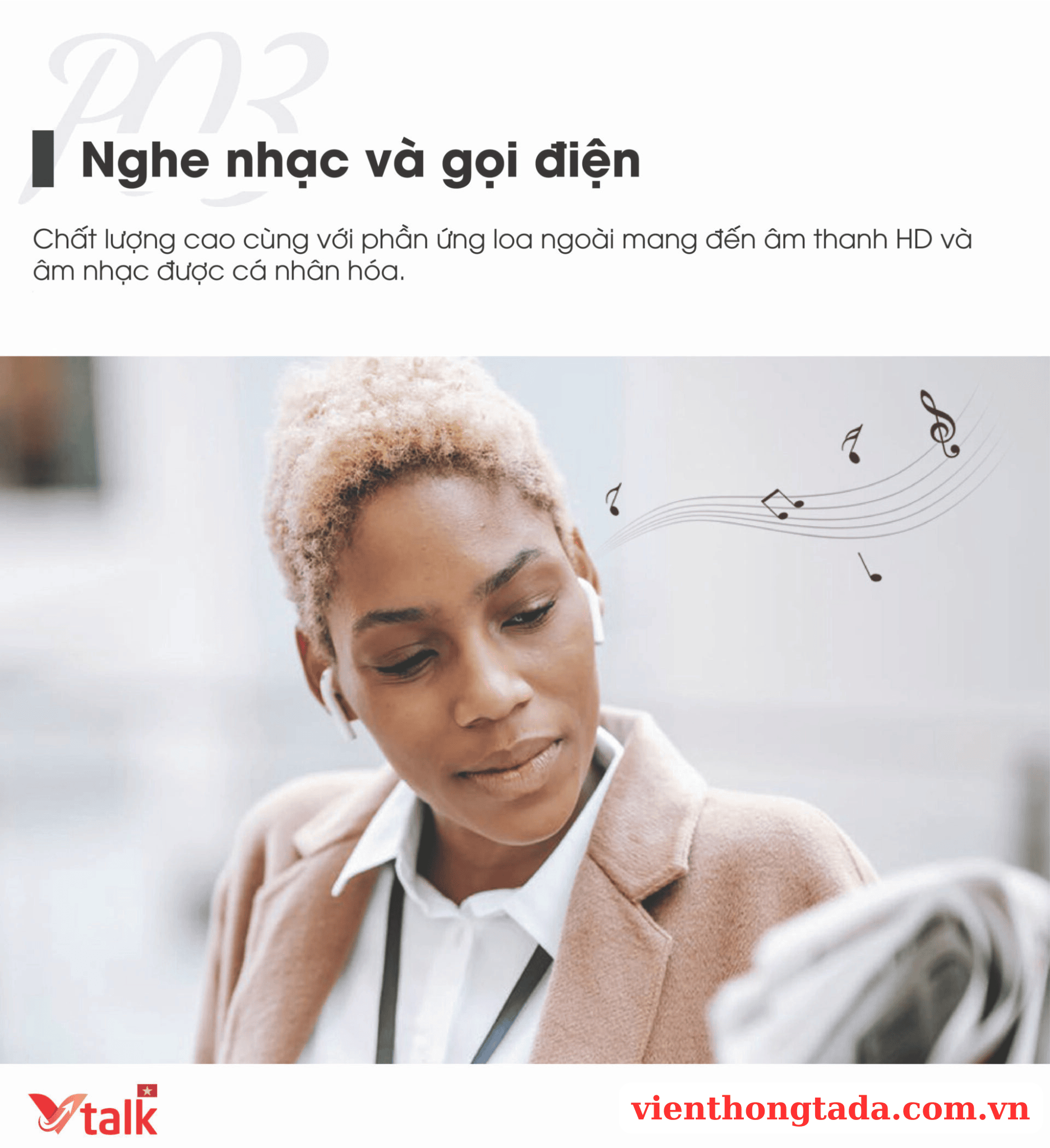 VTalk Ear | Tai nghe phiên dịch không dây trực tiếp, Dịch 127 ngôn ngữ, Dịch song song 2 chiều - Hàng chính hãng