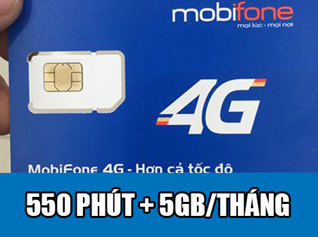 Sim 4G Mobifone CB5 tặng 550 phút gọi miễn phí và 5GB/tháng