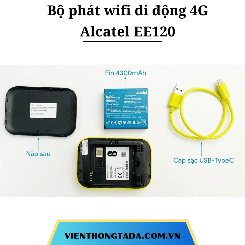 Alcatel EE120 | Bộ phát Wifi di động 4G tốc độ cao 600Mbps, Pin lớn 4300mAh, Băng tần kép | Bảo hành 12 tháng 1 đổi 1