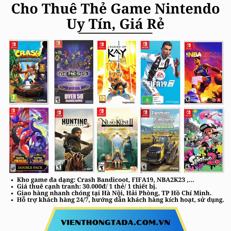 Cho Thuê Thẻ Game Nintendo Giá Rẻ Tại Hà Nội, Hải Phòng, TP. Hồ Chí Minh - Cho Thuê Hàng Chính Hãng Với Giá Rẻ