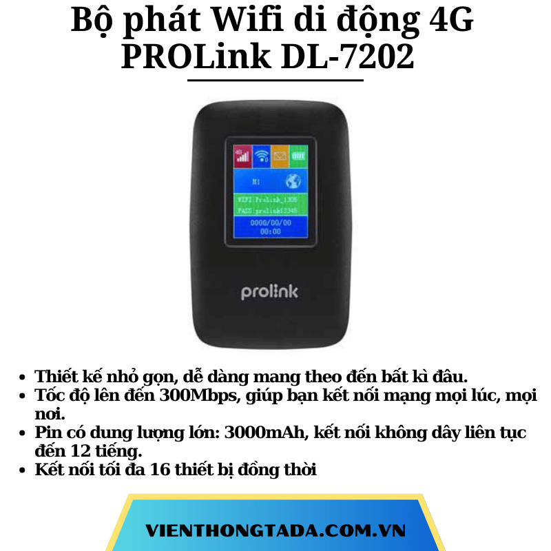 PROLink DL- 7202 | Bộ Phát Wifi Di Động 4G LTE Tốc Độ Cao 150 Mbps, Pin ...
