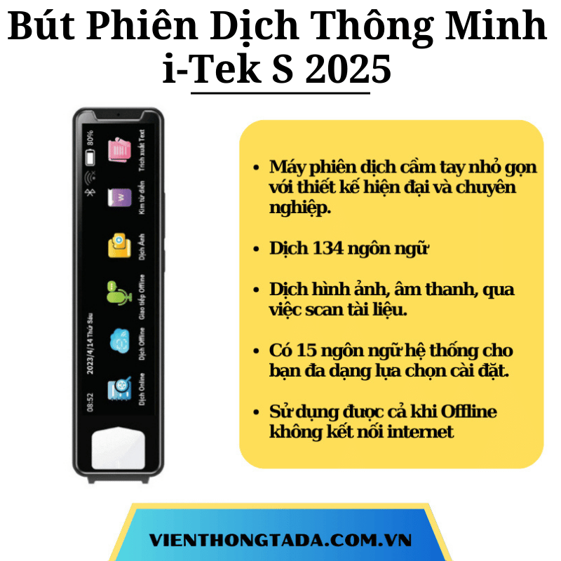 Bút Phiên Dịch Thông Minh i-Tek S 2025 - Máy Phiên Dịch Nhiều Ngôn Ngữ- Hàng chính hãng - Bảo hành 12 tháng