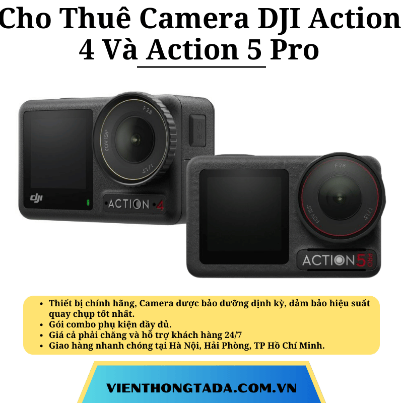 Cho Thuê Camera Hành Động DJI Action 4 Và Action 5 Pro Adventure Combo Tại Hà Nội, Hải Phòng, TP Hồ Chí Minh- Cho thuê hàng chính hãng với giá rẻ