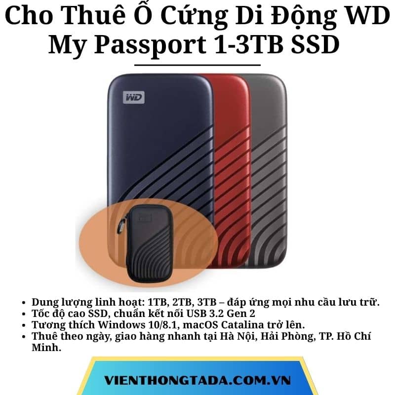 Cho Thuê Ổ Cứng Di Động WD My Passport 1-3TB SSD Giá Rẻ