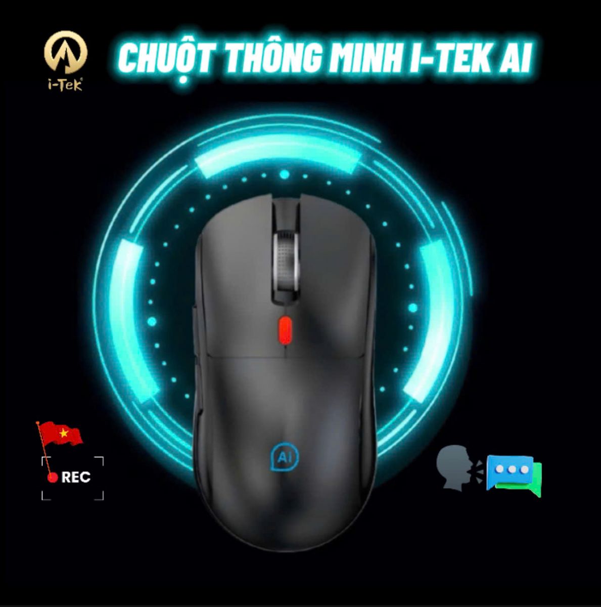 Chuột Thông Minh I-TEK AI Pro: Đánh văn bản bằng giọng nói, Phiên dịch hình ảnh, văn bản - Hàng chính hãng- Bảo hành 12 tháng