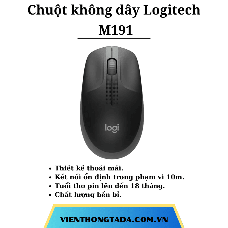 Chuột không dây Logitech M191 -Hàng chính hãng- Bảo hành 12 tháng