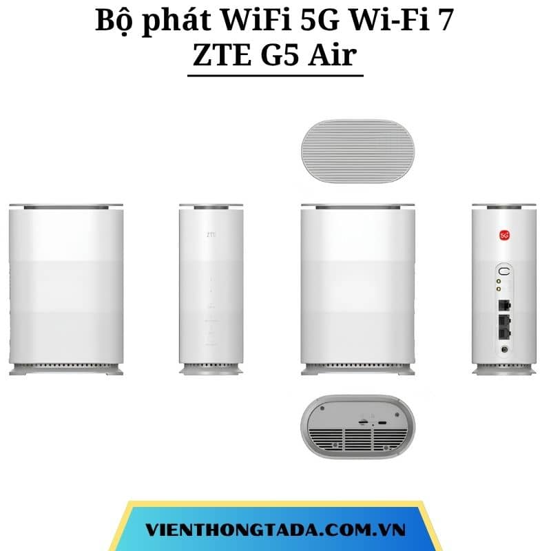 ZTE G5 Air | Router Wifi di động 5G, Wi-Fi 7 BE3600, 128 thiết bị kết nối cùng lúc, Cổng mạng siêu tốc 2.5Gbps | Bảo hành 1 đổi 1