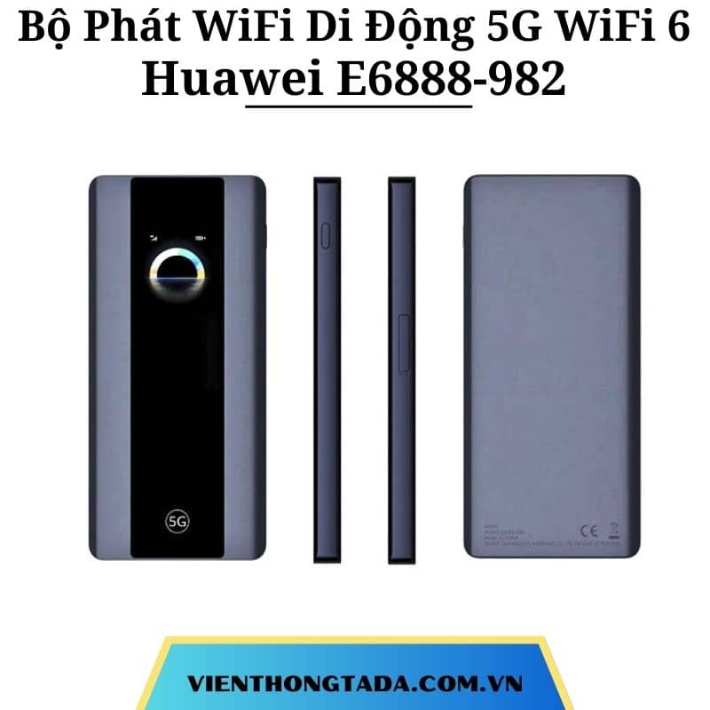 Huawei E6888-982 (Pro 5) | Bộ Phát WiFi Di Động 5G WiFi 6, Tốc Độ Cao 3600Mbps, Pin Khỏe 7000mAh, Màn Hình Cảm Ứng | Hàng Chính Hãng