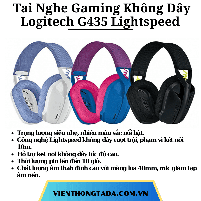 Tai Nghe Gaming Không Dây Logitech G435 Lightspeed - Hàng chính hãng - Bảo hành 2 năm