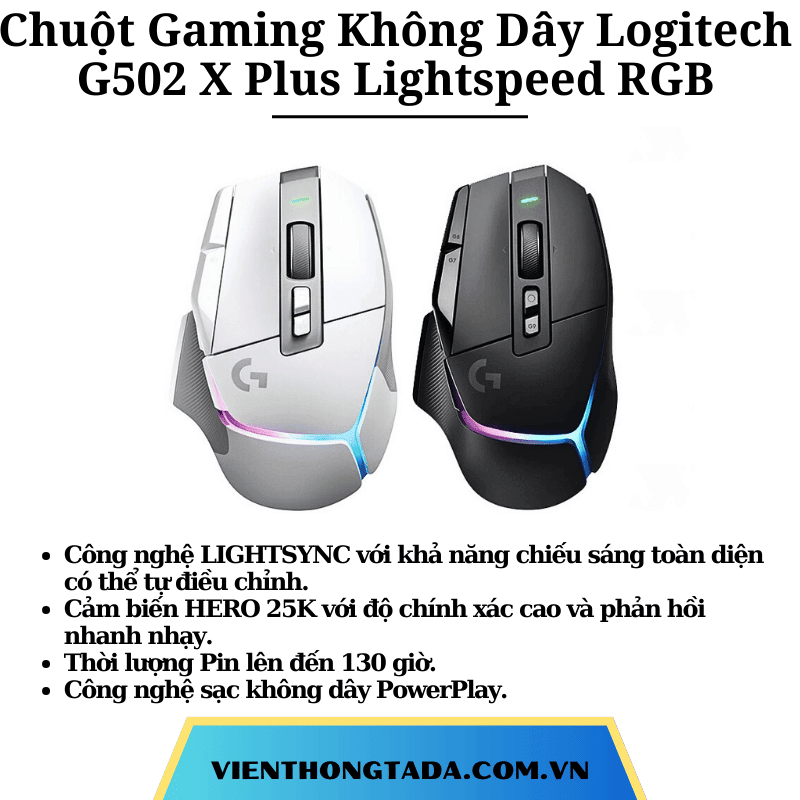 Chuột Gaming Không Dây Logitech G502 X Plus Lightspeed RGB - Hàng chính hãng - Bảo hành 24 tháng