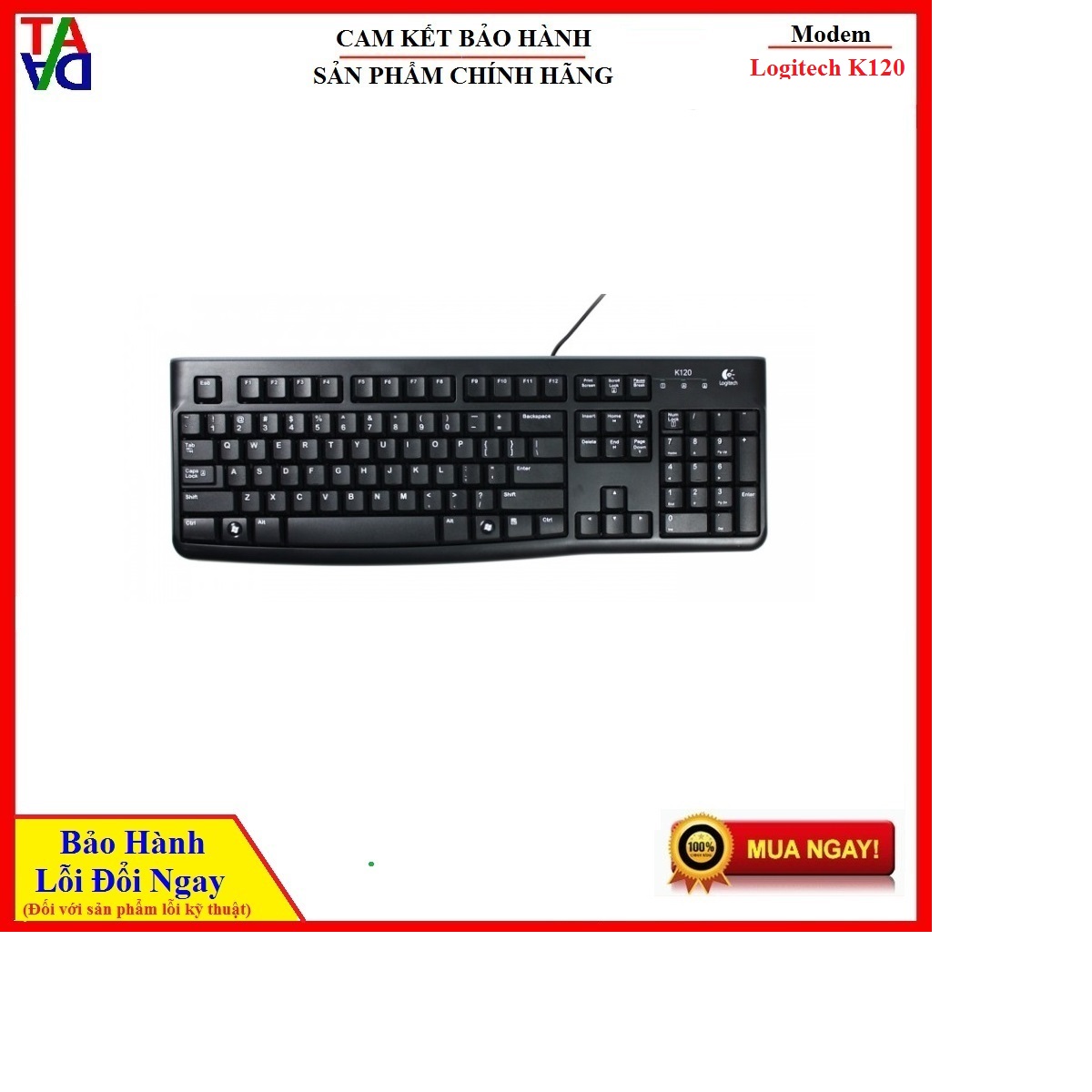 Bàn Phím Có Dây Logitech K120 - Hàng chính hãng - Bảo Hành 36 Tháng 1 đổi 1