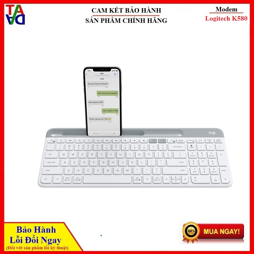 Bàn phím không dây Bluetooth Logitech K580  Slim Multi device - Hàng chính hãng - Bảo hành 12 tháng 1 đổi 1