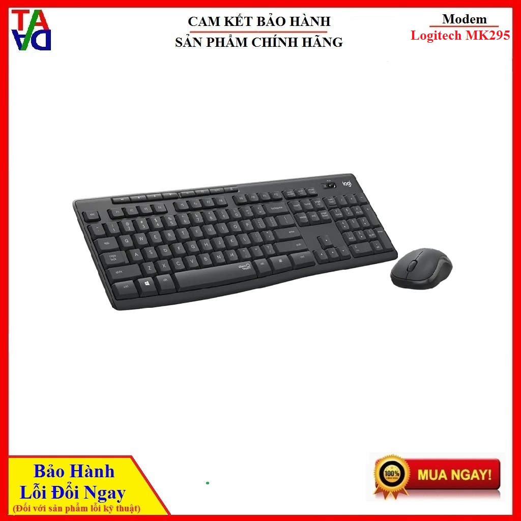 Bộ bàn phím + chuột không dây Logitech MK295 (USB/SilentTouch) - Hàng chính hãng - Bảo hành 1 đổi 1