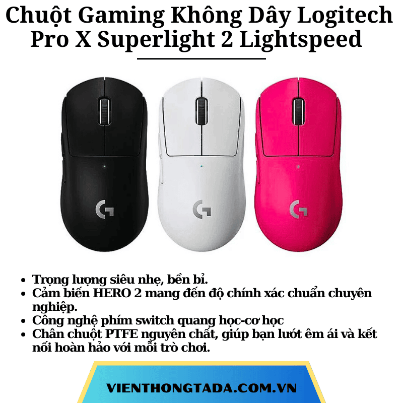 Chuột Gaming Không Dây Logitech Pro X Superlight 2 Lightspeed - Hàng chính hãng - Bảo hành 2 năm