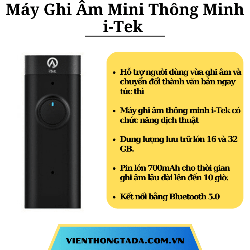 Máy Ghi Âm Mini Thông Minh i-Tek DOS - Hàng chính hãng - Bảo hành 12 tháng
