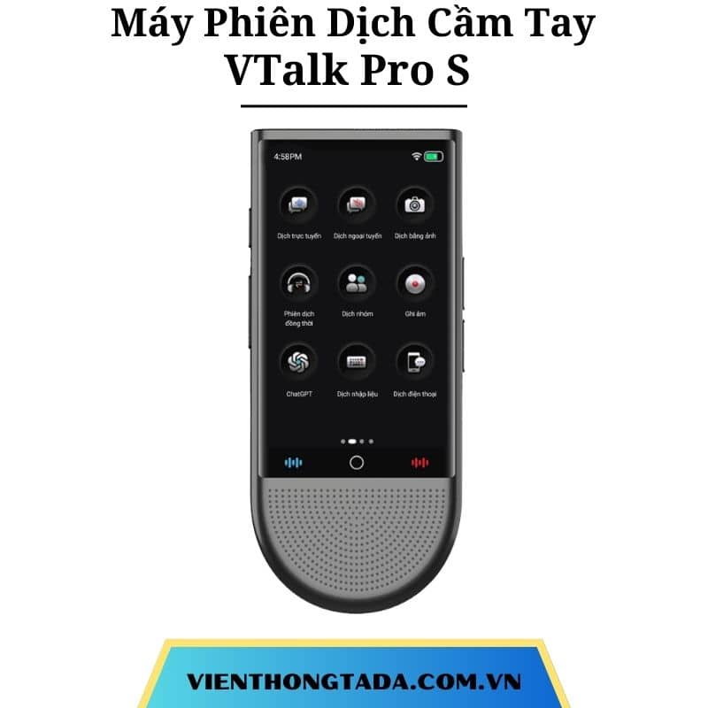VTalk Pro S | Máy Phiên Dịch Cầm Tay | Dịch Tức Thời 140+ Ngôn Ngữ, Dịch Online, Dịch Offline, Pin 2000mAh