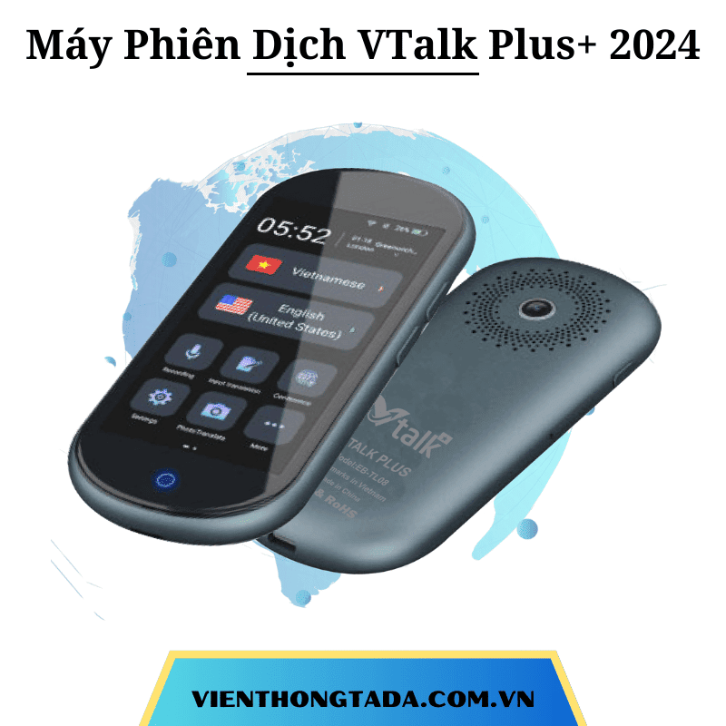 VTalk Plus+ 2024| Máy Phiên Dịch Cầm Tay Cho Du Lịch, Công Tác, Học Tập | Dịch Tức Thời 137 Ngôn Ngữ, Pin 2500mAh