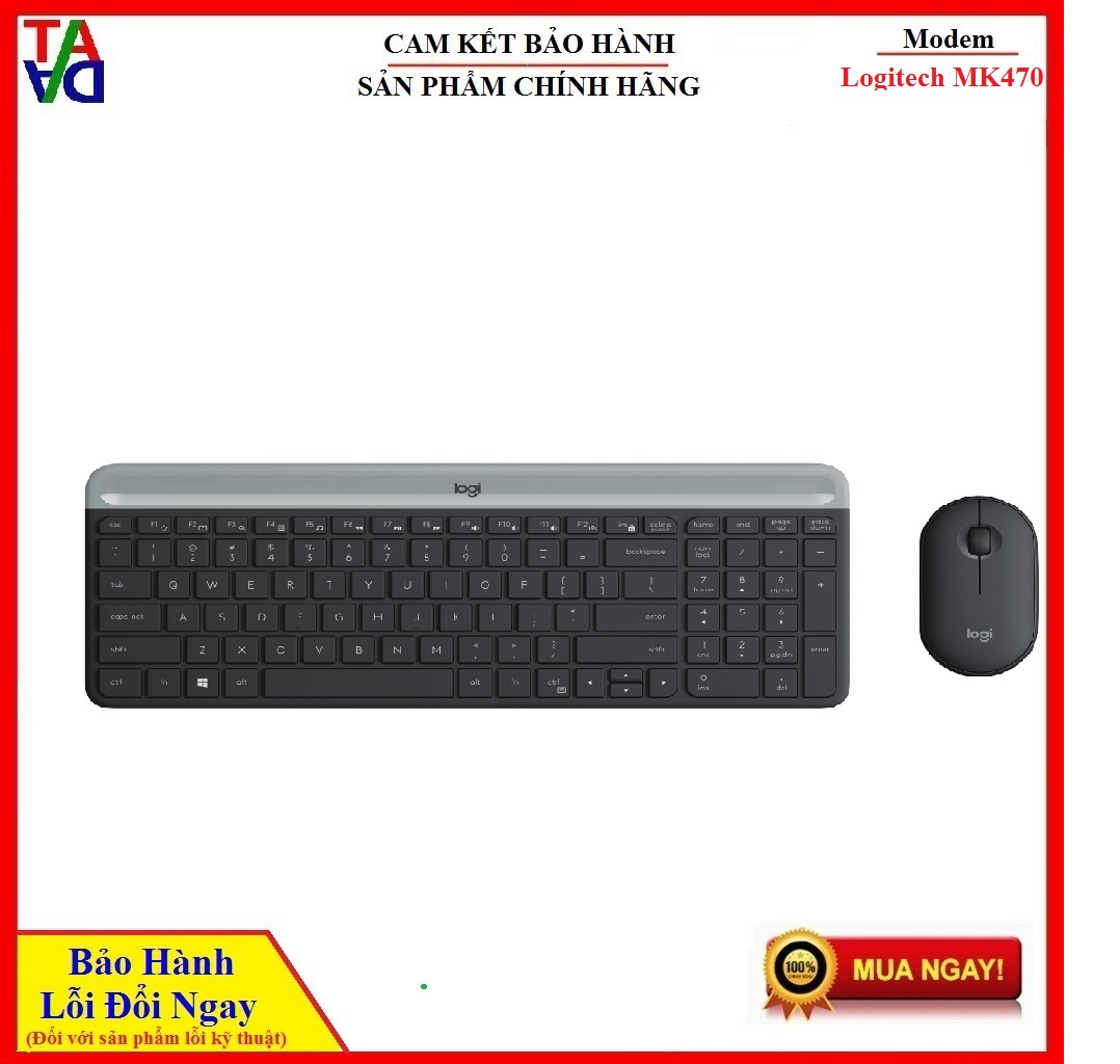 Combo bàn phím + chuột không dây Logitech MK470 Hàng chính hãng - Bảo hành 12 tháng 1 đổi 1