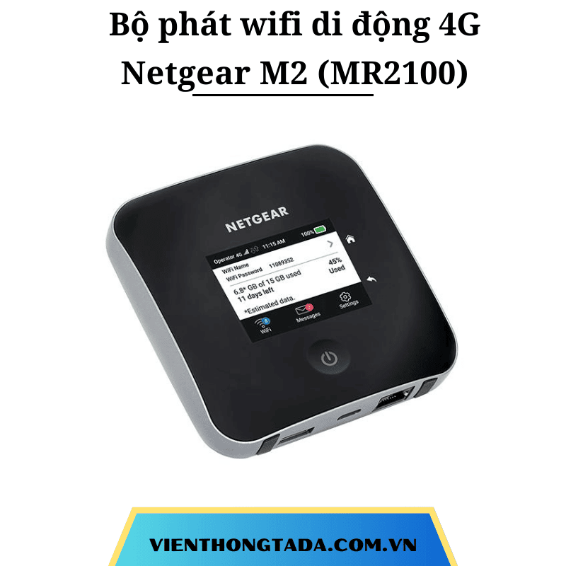 Netgear MR2100| NightHawk M2 | Bộ Phát Wifi Di Động 4G, 2Gbps, Pin 5040mAh, Kết Nối 20 Thiết Bị Cùng Lúc | Bảo hành 12 tháng
