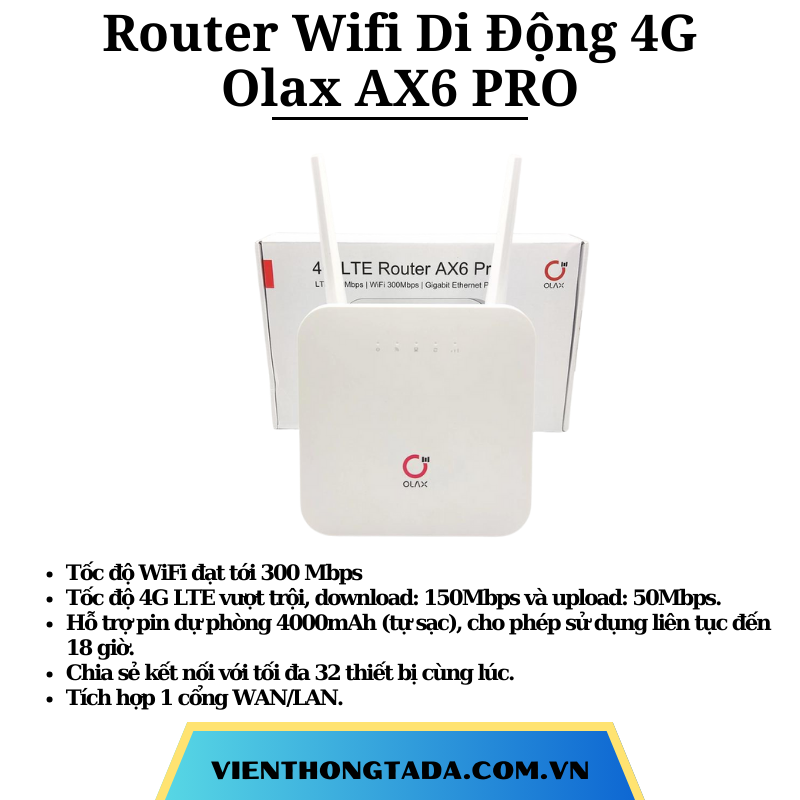 Router Olax AX6 Pro | Router Wifi Di Động 4G | Tốc độ WiFi 300 Mbps ...