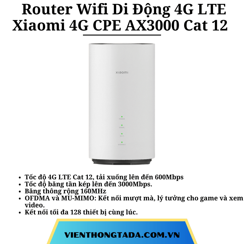 Xiaomi 4G CPE AX3000 Cat 12| Router Wifi Di Động 4G LTE Wifi 6 ...