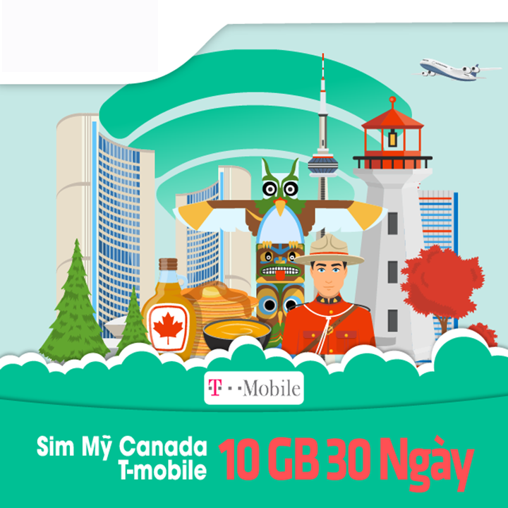 Sim Mỹ Canada T-mobile 30 ngày 10GB tốc độ cao - Nhận Tại Việt Nam