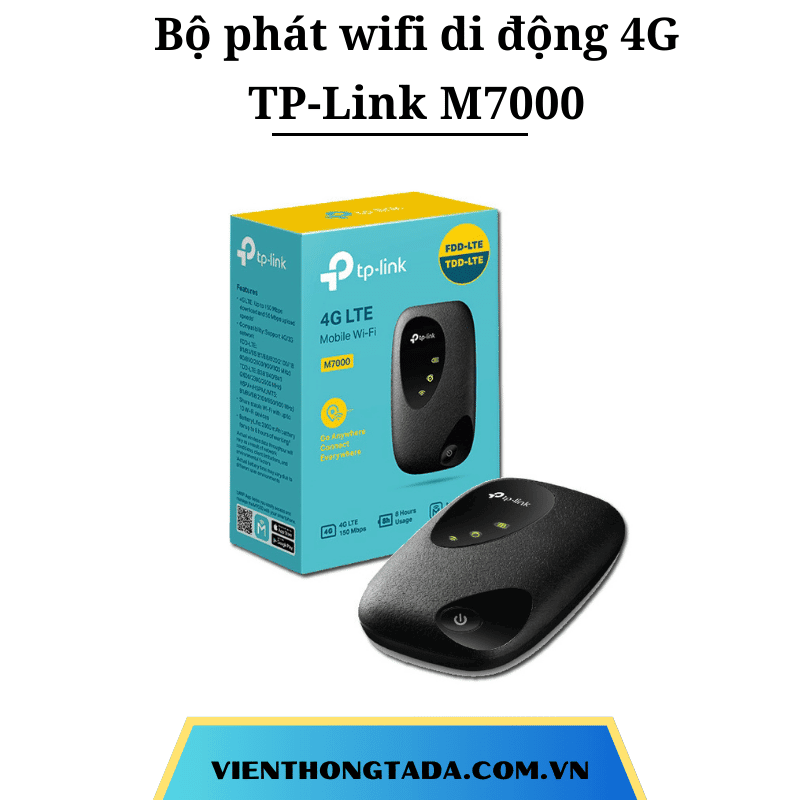 TP-Link M7000 | Bộ Phát Wifi Di Động 4G LTE Cầm Tay, 150Mbps, Pin 2000mAh, Kết Nối 10 Thiết Bị Cùng Lúc | Bảo hành 12 tháng