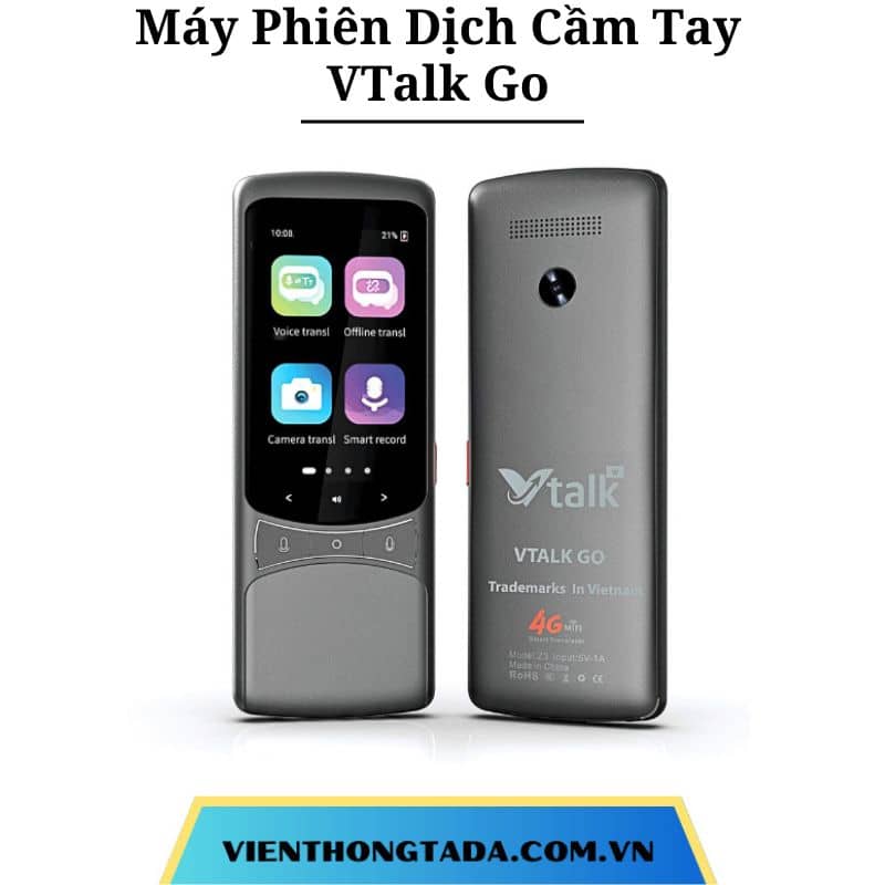 VTalk Go | Máy Phiên Dịch 2 Chiều Cầm Tay | Dịch 134+ Ngôn Ngữ, Dịch Offline, Pin Khỏe 3000mAh
