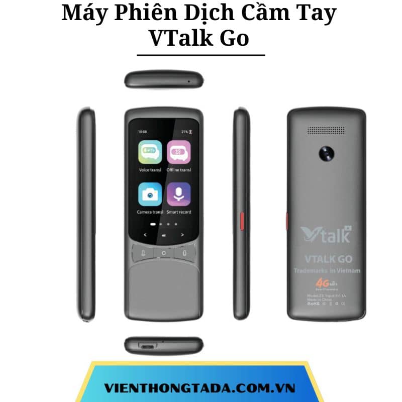 VTalk Go | Máy Phiên Dịch 2 Chiều Cầm Tay | Dịch 134+ Ngôn Ngữ, Dịch Offline, Pin Khỏe 3000mAh