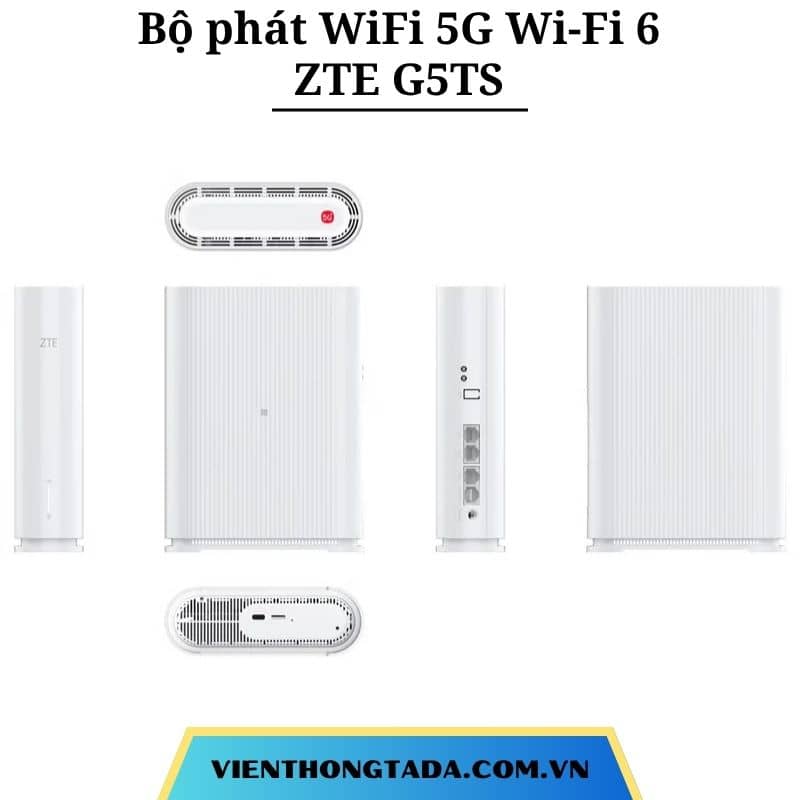 ZTE G5TS | Router Wifi di động 5G, Wi-Fi 6 Chuẩn R16, 64 thiết bị kết nối cùng lúc, 4 cổng mạng LAN/WAN tốc độ cao | Bảo hành 1 đổi 1