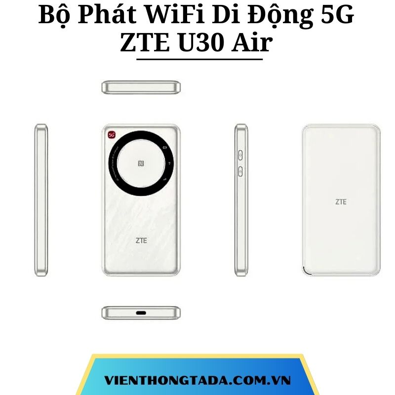 ZTE U30 Air | Bộ Phát WiFi Di Động 5G, Tốc Độ Cao 876Mbps, Băng Tần Kép, Pin Khủng, Kết Nối Một Chạm |Hàng Chính Hãng