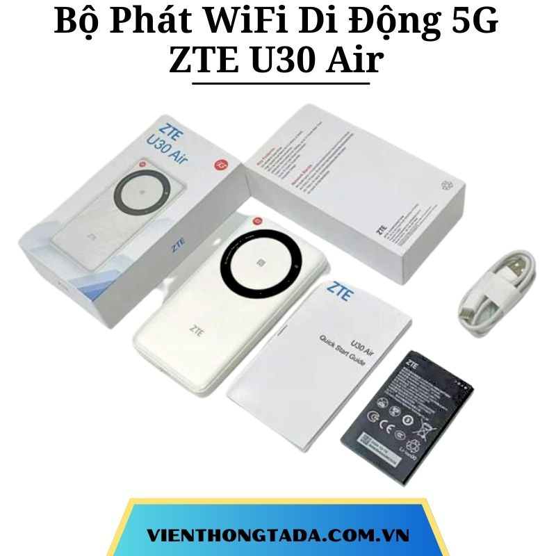 ZTE U30 Air | Bộ Phát WiFi Di Động 5G, Tốc Độ Cao 876Mbps, Băng Tần Kép, Pin Khủng, Kết Nối Một Chạm |Hàng Chính Hãng