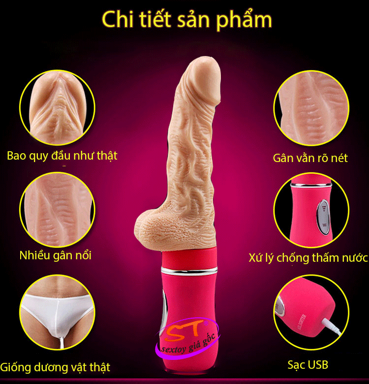 Dương vật cầm tay rung mạnh, tạo nhiệt ấm nóng - DV037