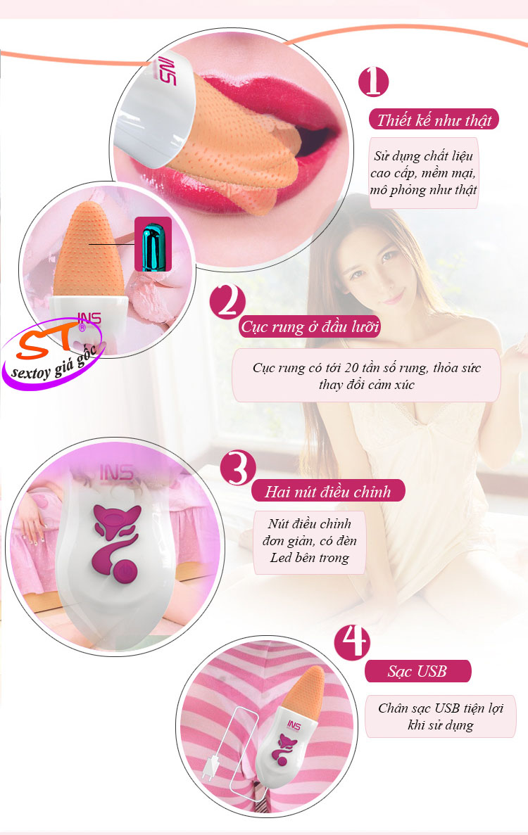 Lưỡi liếm âm đạo sạc điện cao cấp INS 2 - DC22A