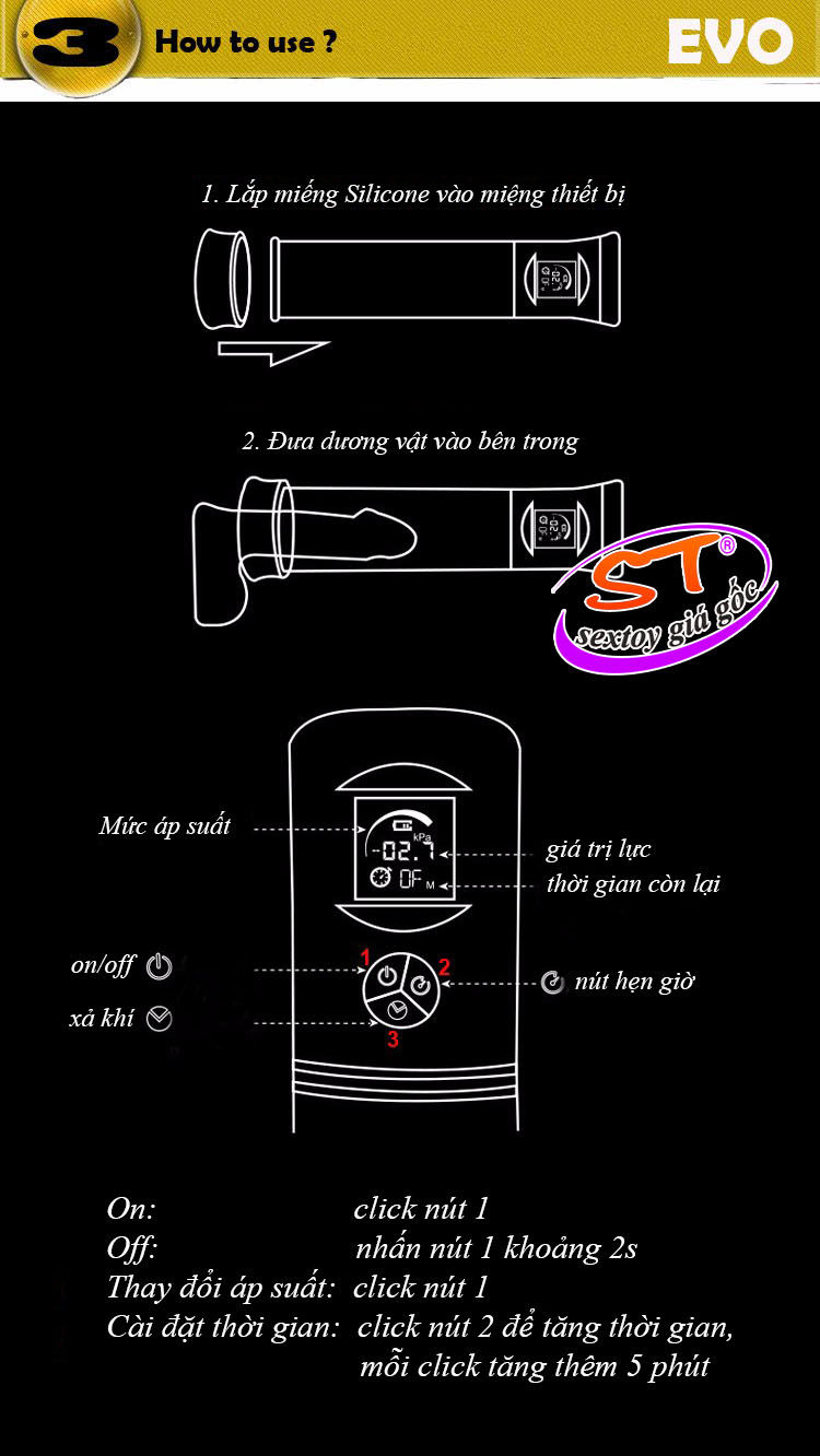 Máy tập to dương vật tự động Penis Pump Evo - DC016