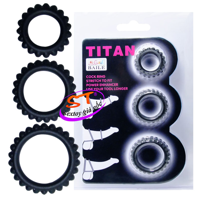 Bộ 3 vòng Silicone Titan đoe dương vật Baile - DC20L