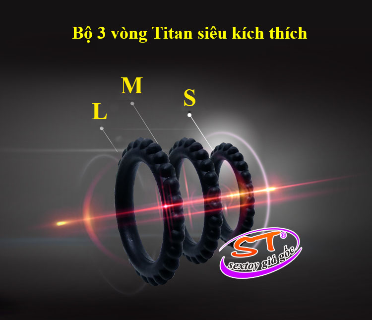 Bộ 3 vòng Silicone Titan đeo dương vật Baile - DC21L