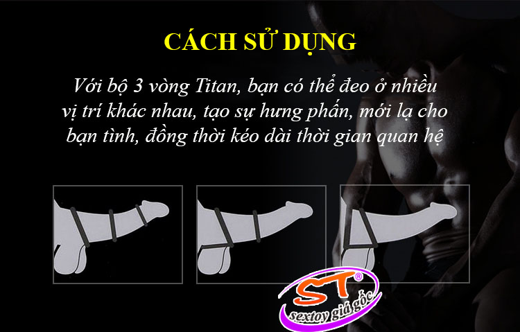 Bộ 3 vòng Silicone Titan đeo dương vật Baile - DC21L