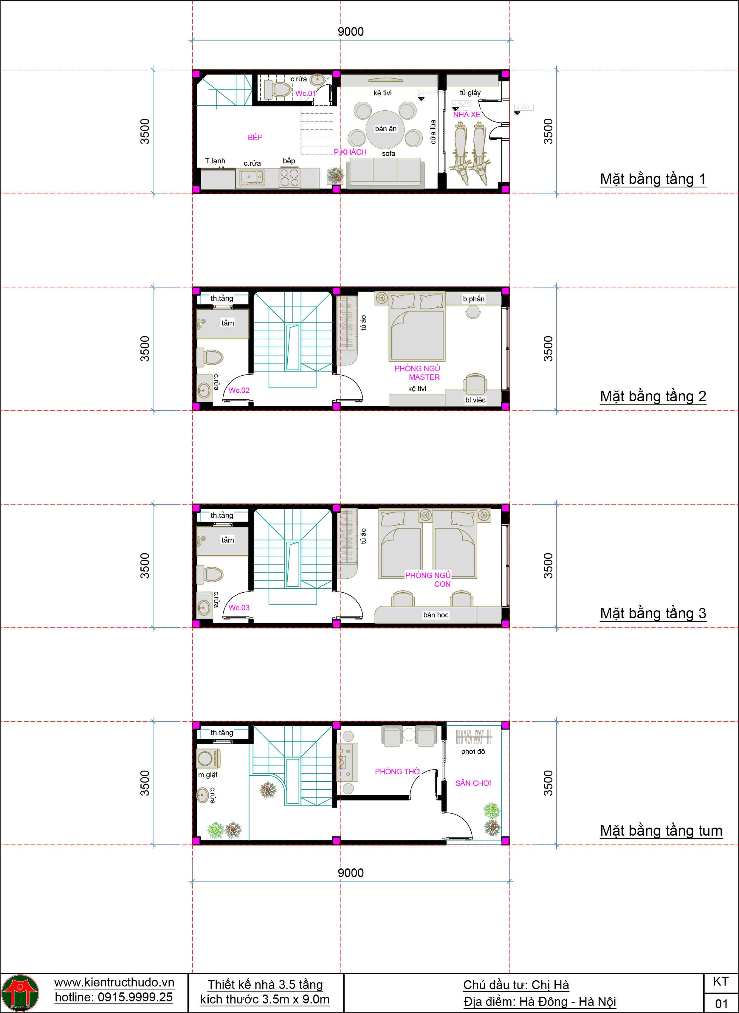 10.thiet ke nha 3 tang 3.5x9.5m cau thang giua