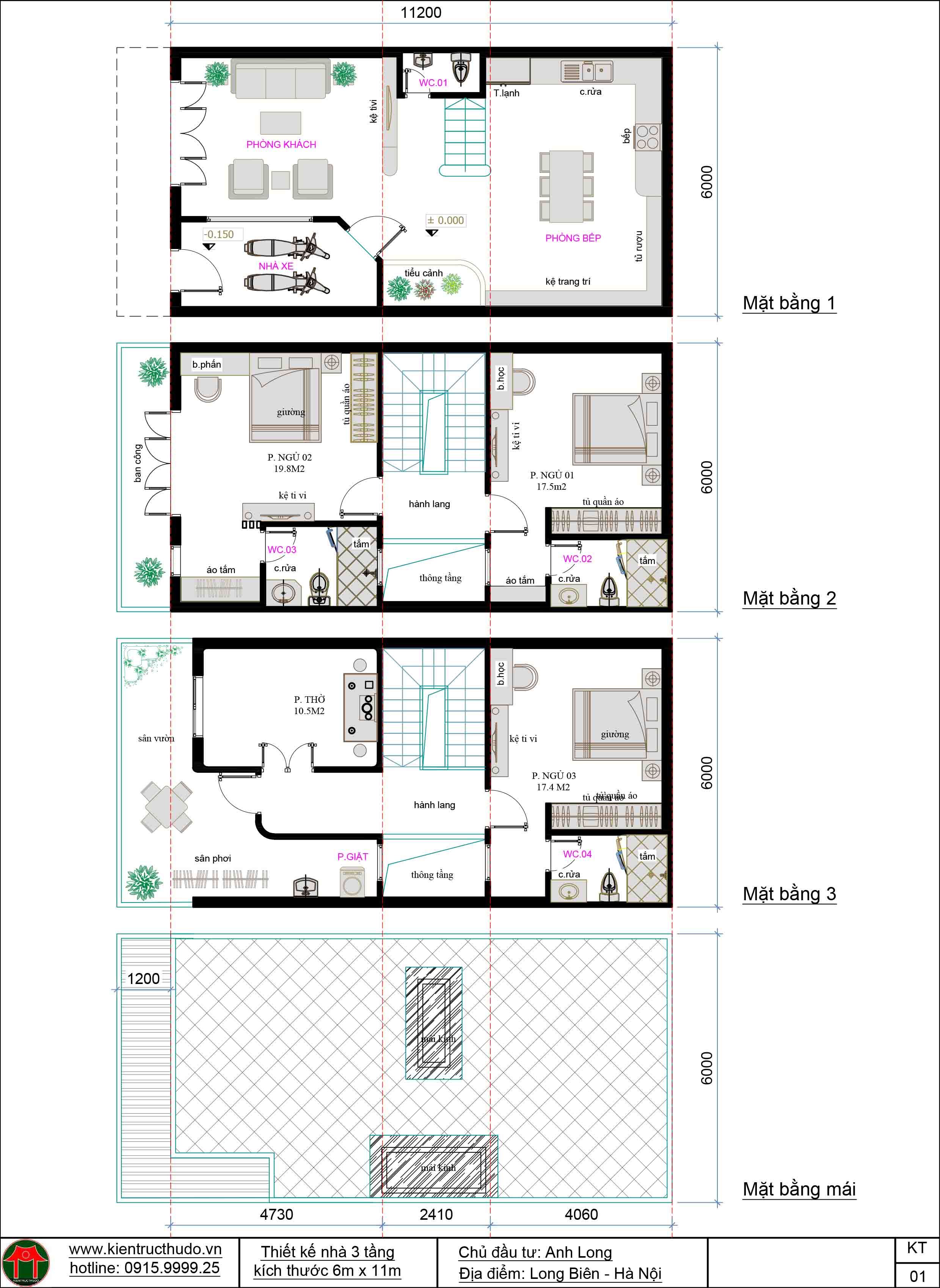 3.thiet ke nha ong 3 tang 6x11m 3 phong ngu