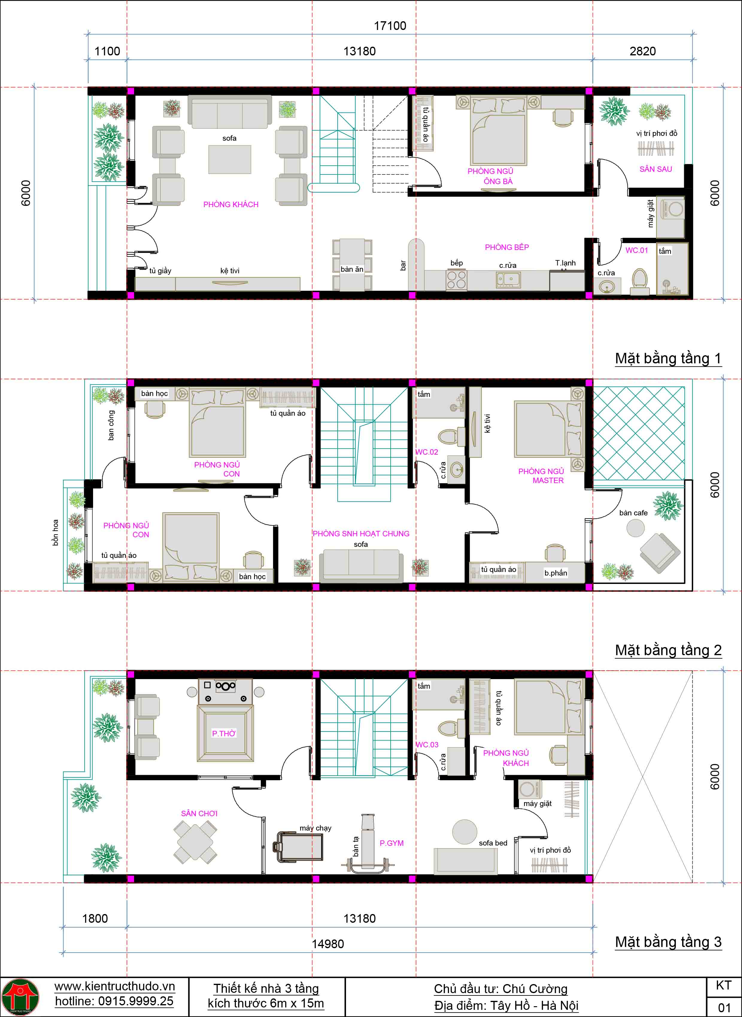 9.thiet ke nha 3 tang 6x15m 3 phong ngu