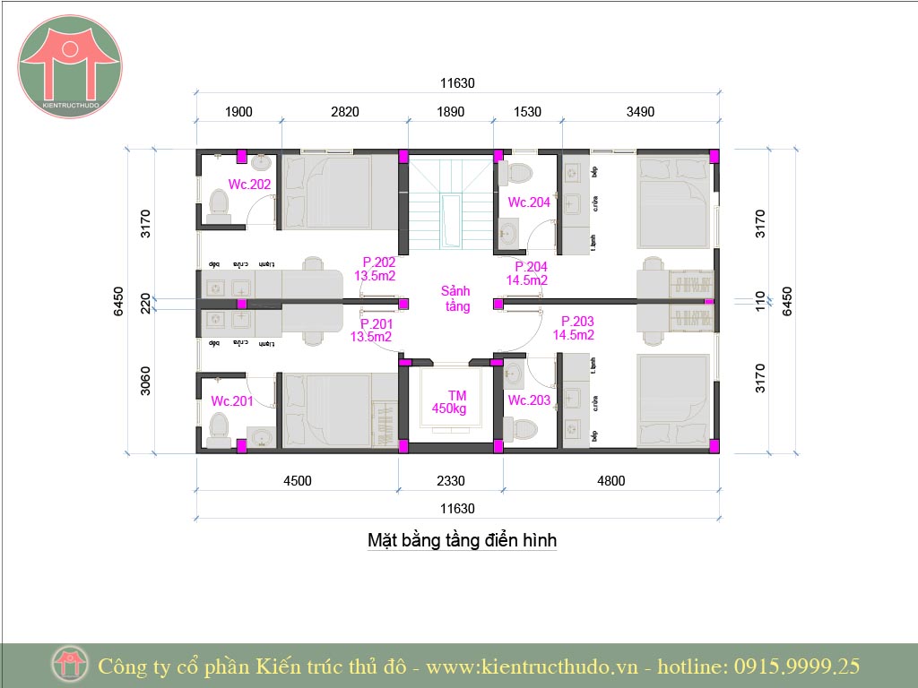 Mẫu thiết kế chung cư mini hiện đại 68