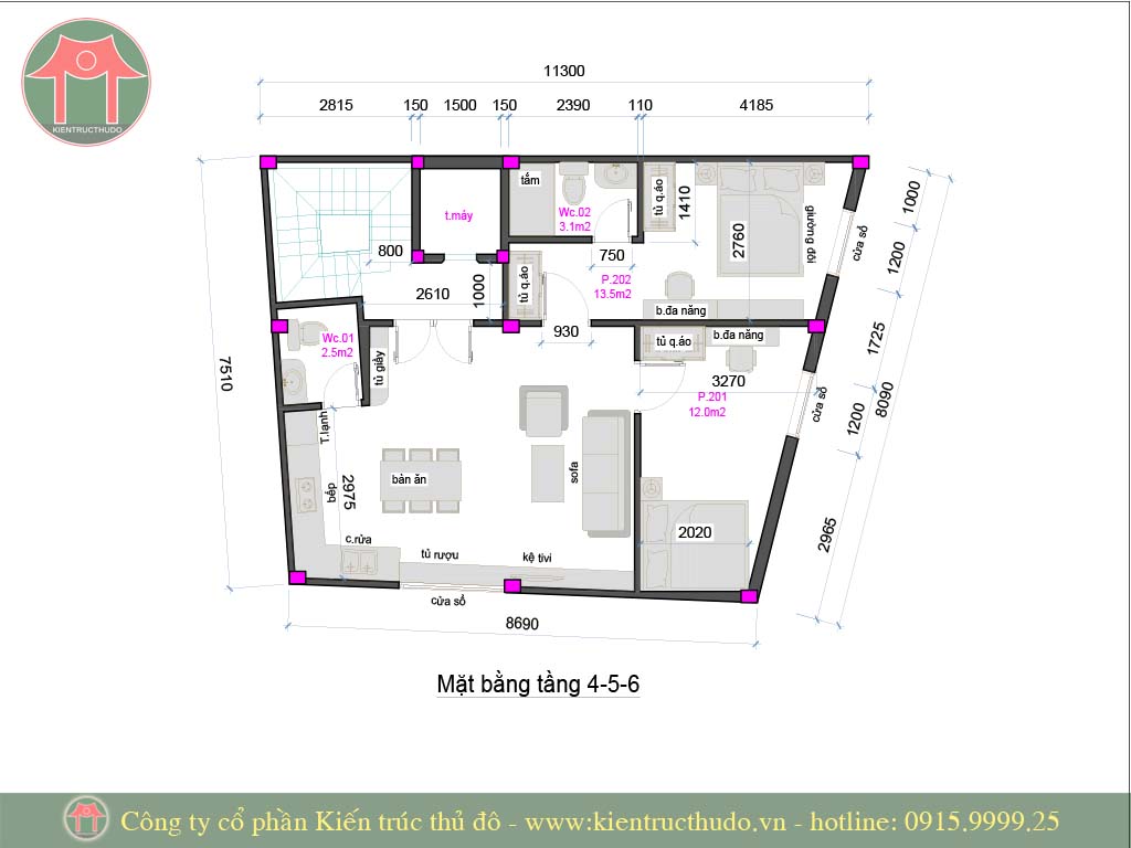 Thiết kế chung cư mini 6 tầng 1 tum tại Thanh Xuân 7