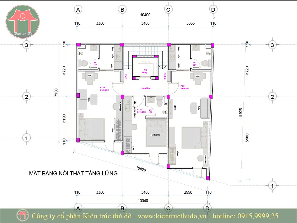 Mặt bằng tầng lửng chung cư mini tại Xuân Đỉnh