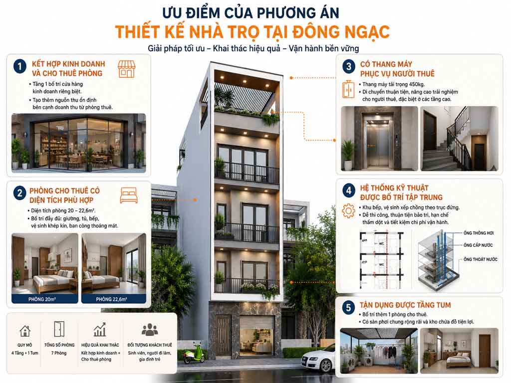 Thiết kế nhà trọ cho thuê tại Đông Ngạc 10