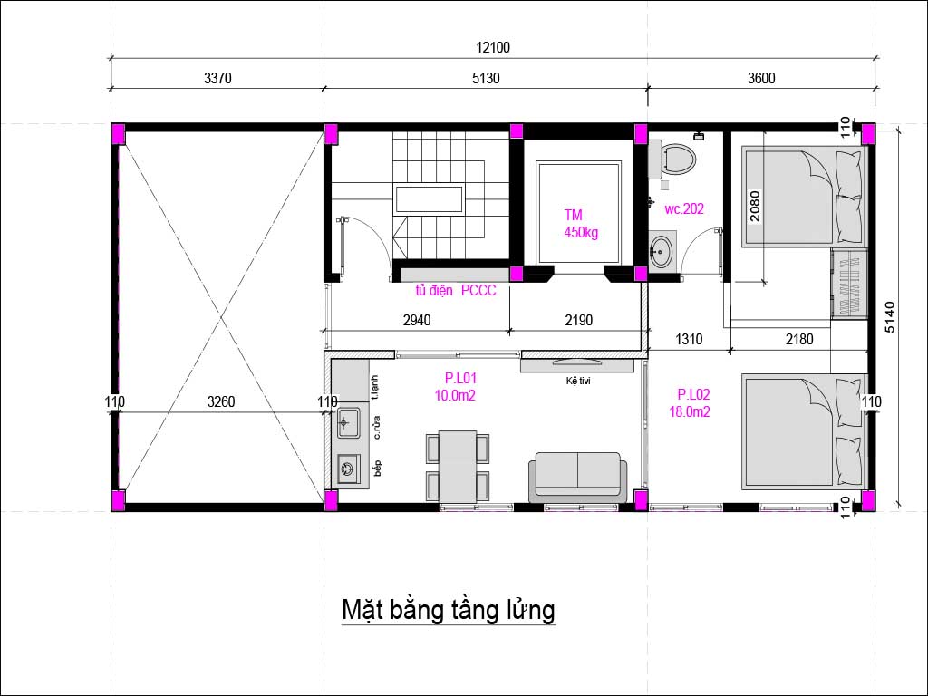 Thiết kế nhà trọ cho thuê tại Minh Khai 05