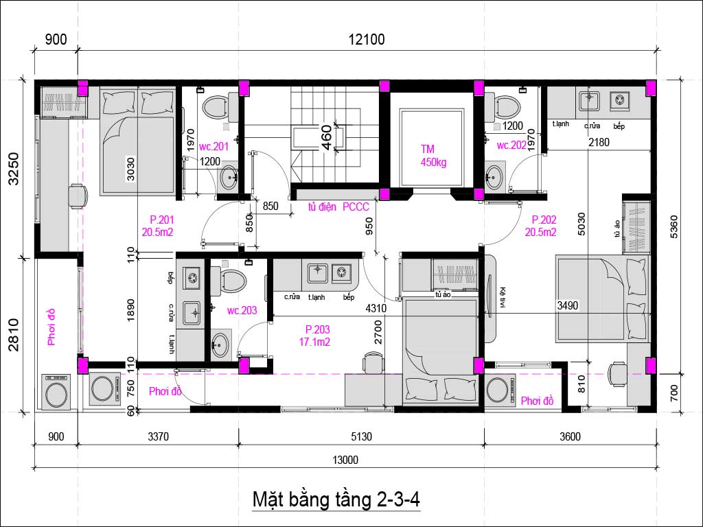Thiết kế nhà trọ cho thuê tại Minh Khai 06