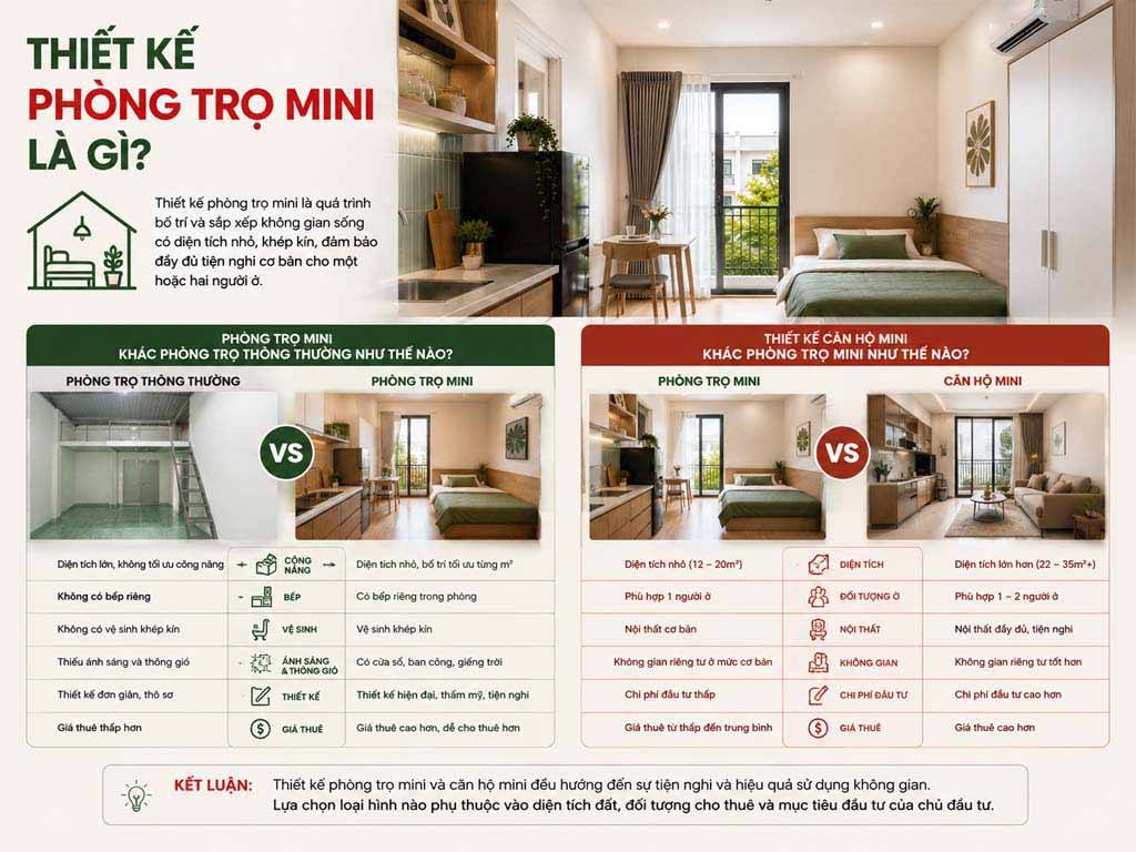 Thiết kế phòng trọ mini và căn hộ mini cho thuê 02
